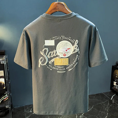 Summer high-end short sleevetmen's T-shirt 2024 new fashionable printed loose fashion versatile stretch top